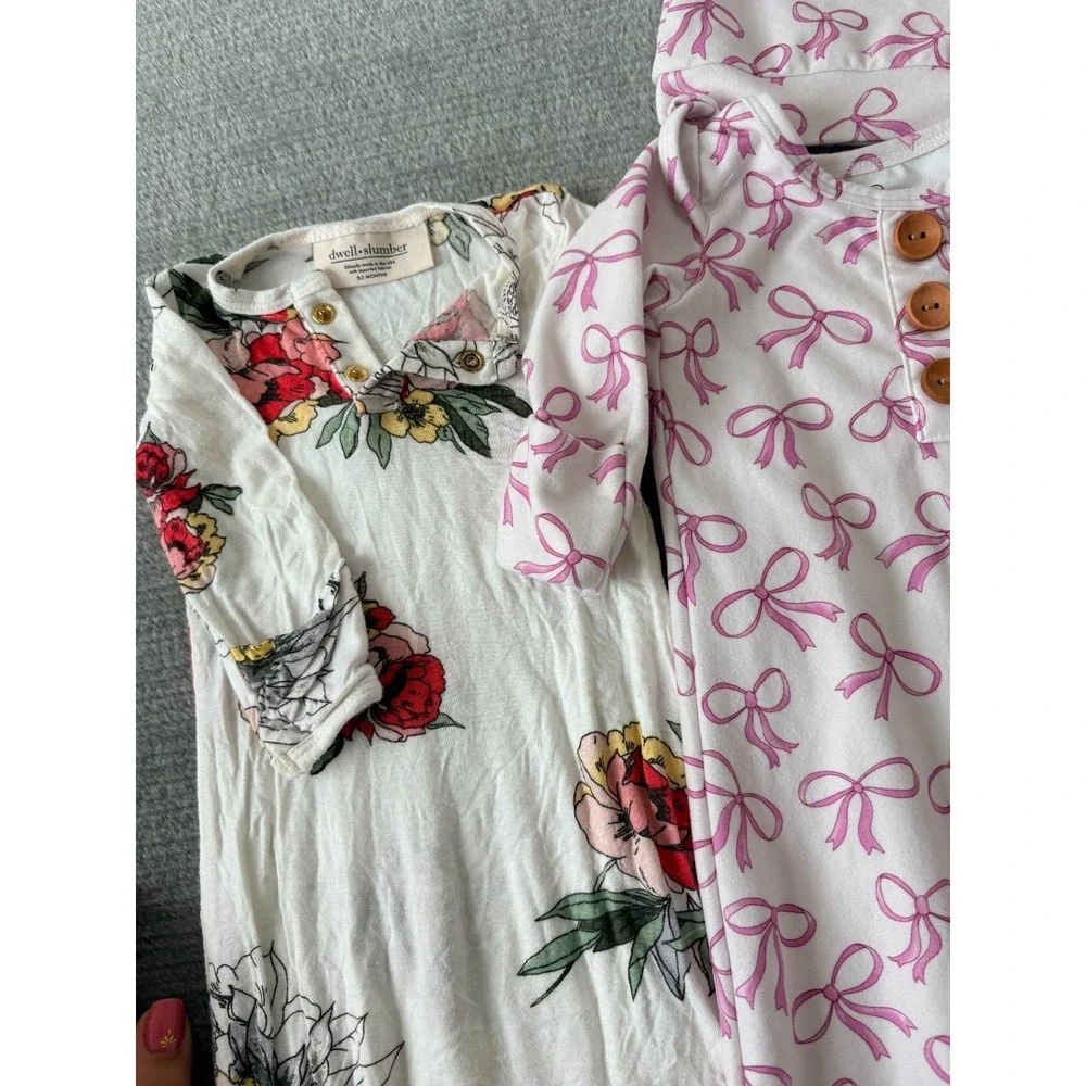 Lot of Three Sleep Gowns Caden Lane Kate Quinn Dwell Slumber Baby 0-3M